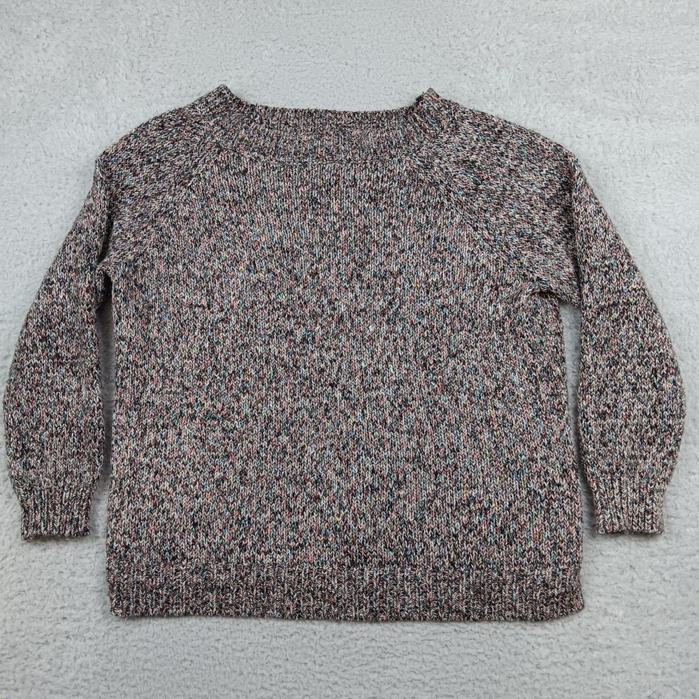 Chaps Sweater Pullover Women 1X Multi-Color Marled Chunky Knit 208814108001